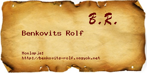 Benkovits Rolf névjegykártya